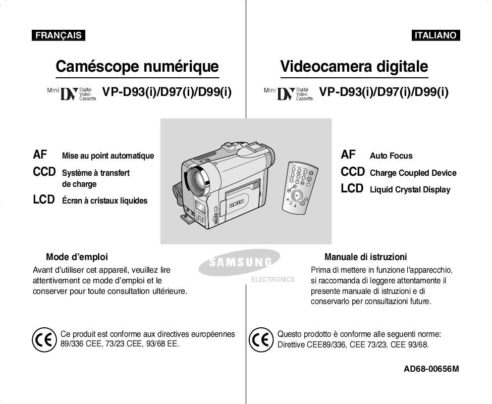 Guide utilisation SAMSUNG VP-D93I  de la marque SAMSUNG
