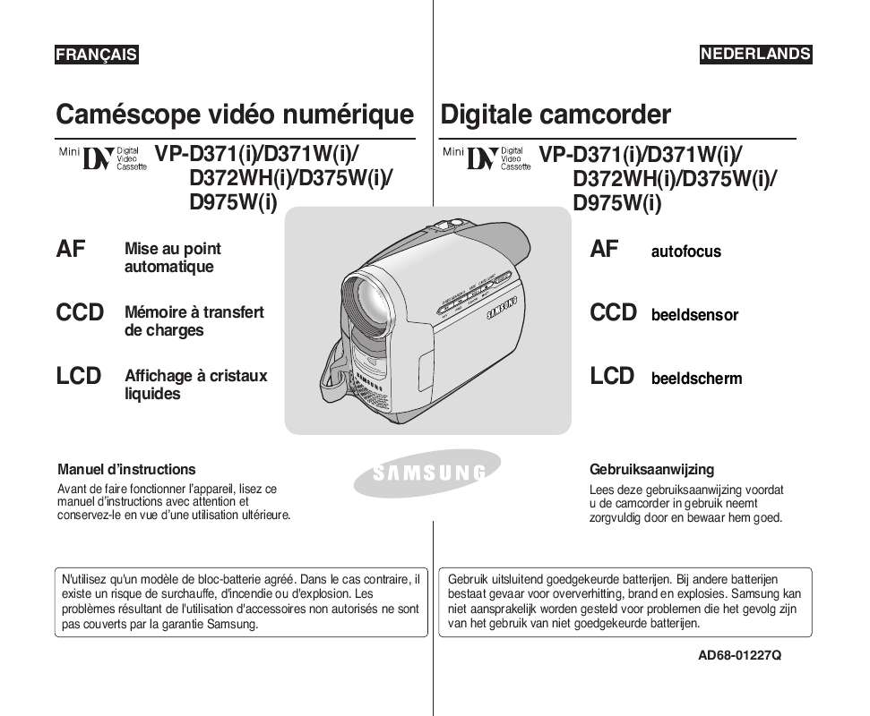 Guide utilisation SAMSUNG VP-D975W  de la marque SAMSUNG