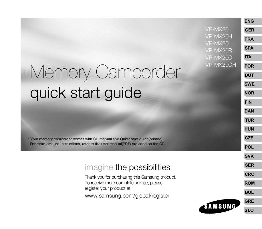Guide utilisation SAMSUNG VP-MX20C  de la marque SAMSUNG