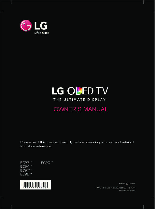 Guide utilisation LG 55EC935V  de la marque LG