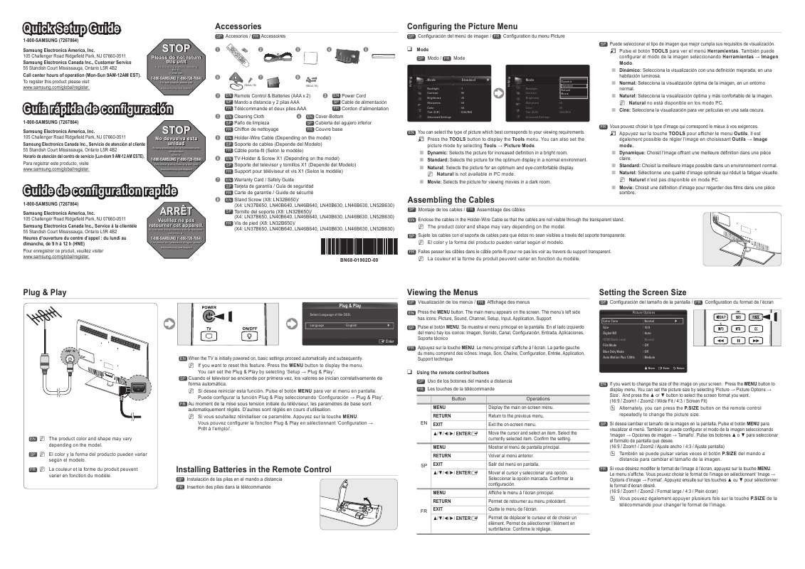 Guide utilisation SAMSUNG LN46B630  de la marque SAMSUNG