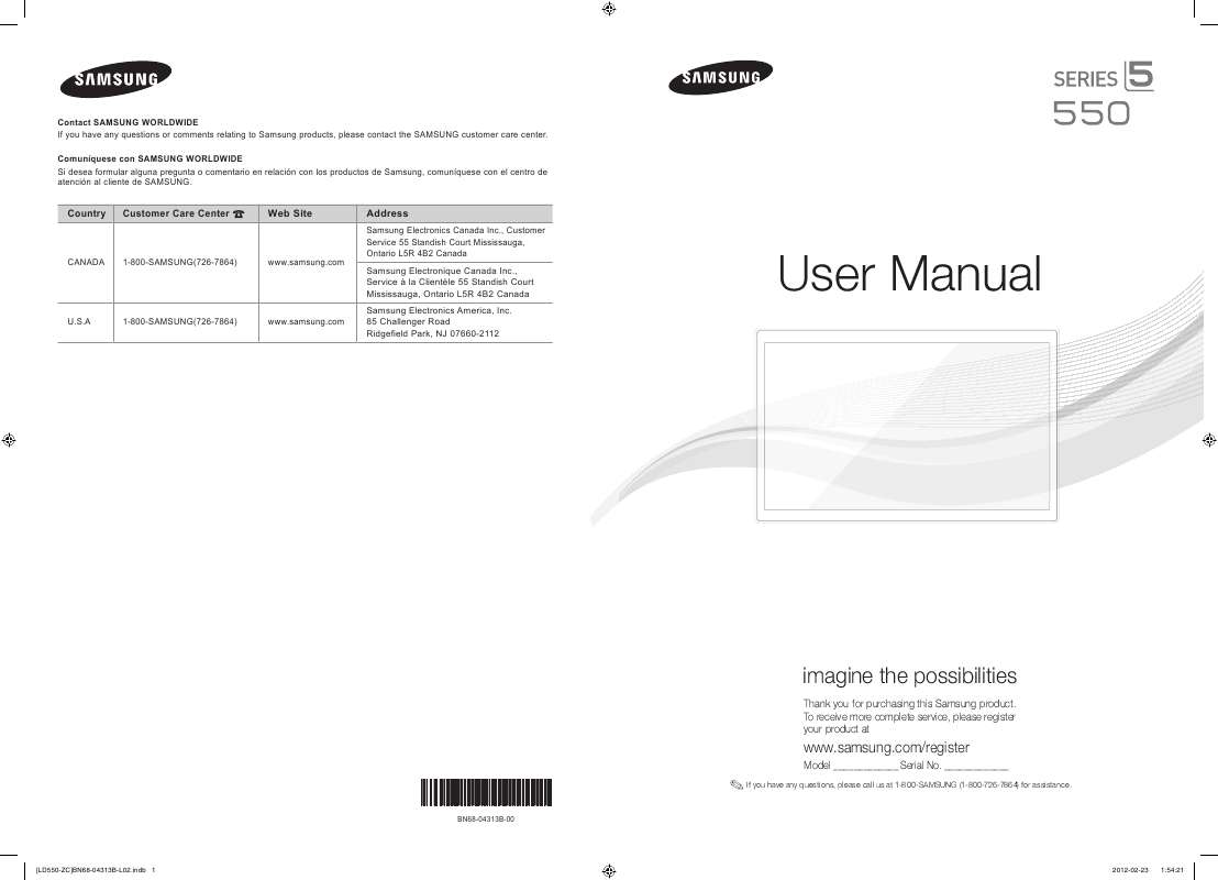 Guide utilisation SAMSUNG LN40E550F7F  de la marque SAMSUNG