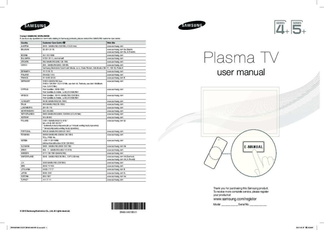 Guide utilisation SAMSUNG PS43F4500AW  de la marque SAMSUNG