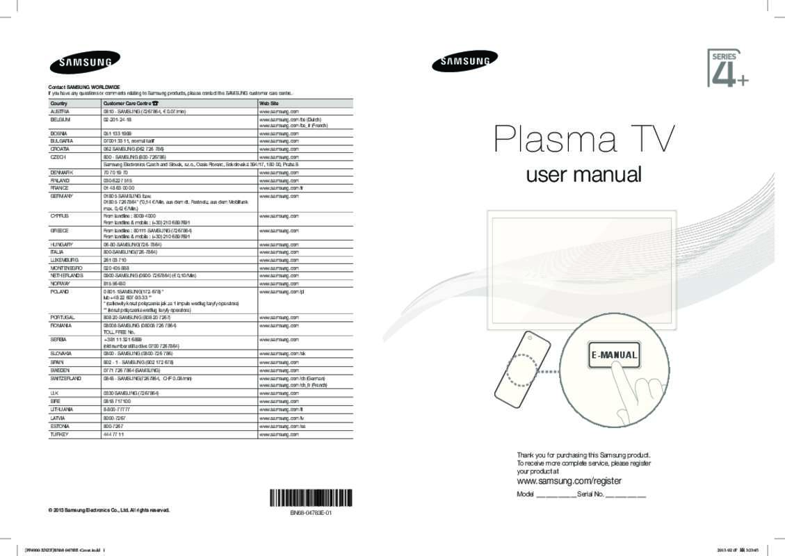 Guide utilisation SAMSUNG PS51F4900 3D  de la marque SAMSUNG