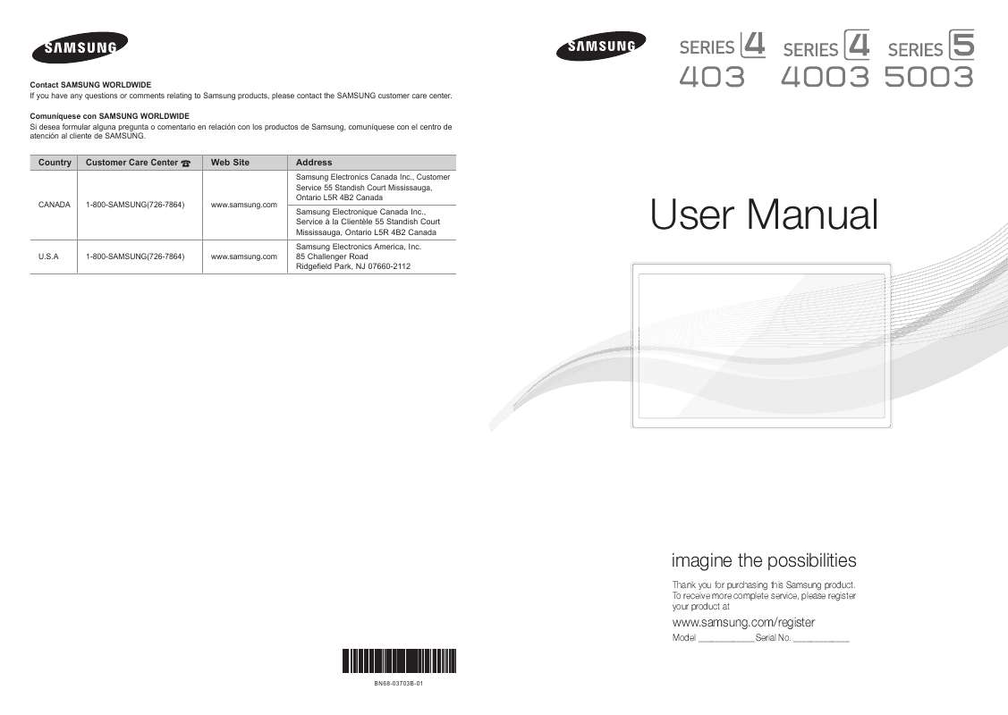 Guide utilisation SAMSUNG UN22D5003BF  de la marque SAMSUNG