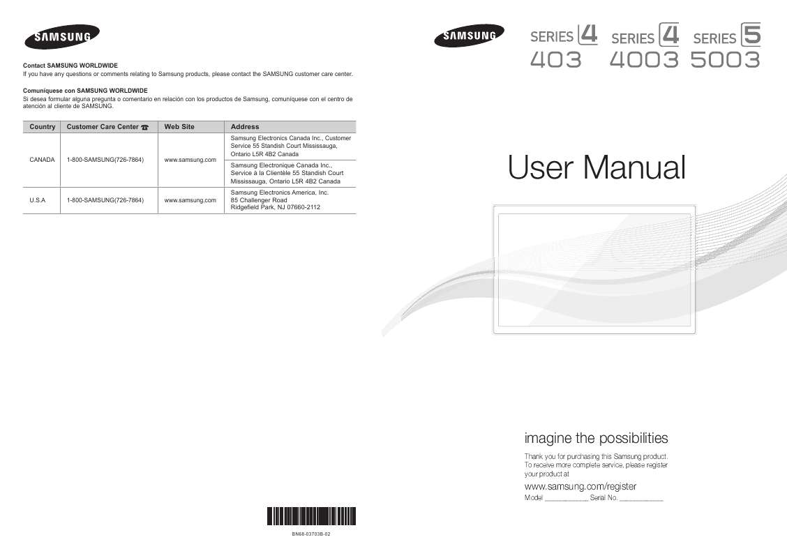 Guide utilisation SAMSUNG UN32D4003  de la marque SAMSUNG