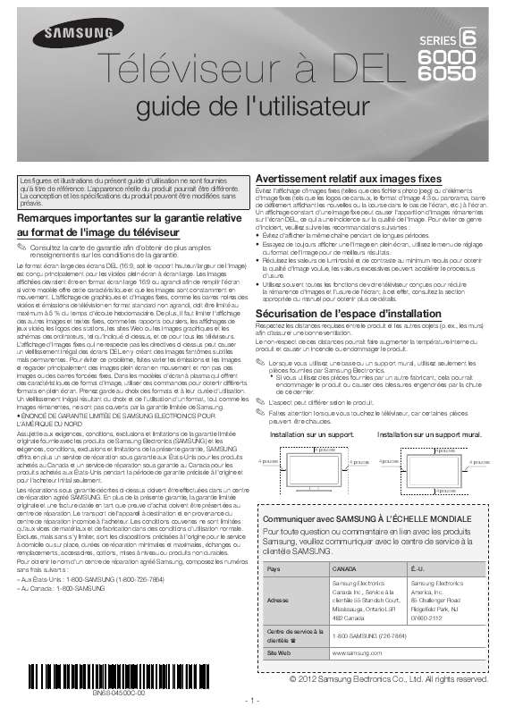 Guide utilisation SAMSUNG UN50EH6000F  de la marque SAMSUNG