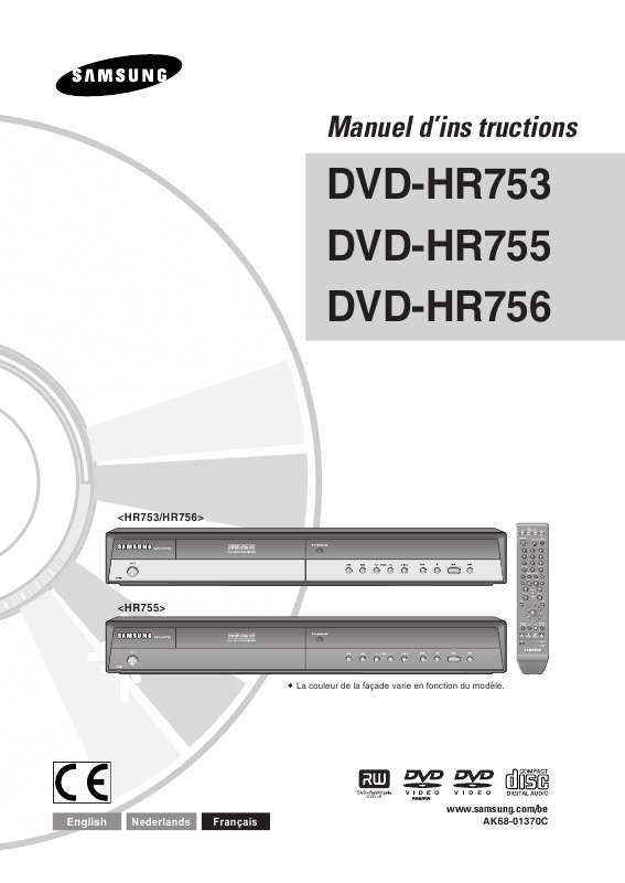 Guide utilisation SAMSUNG DVD-HR753  de la marque SAMSUNG