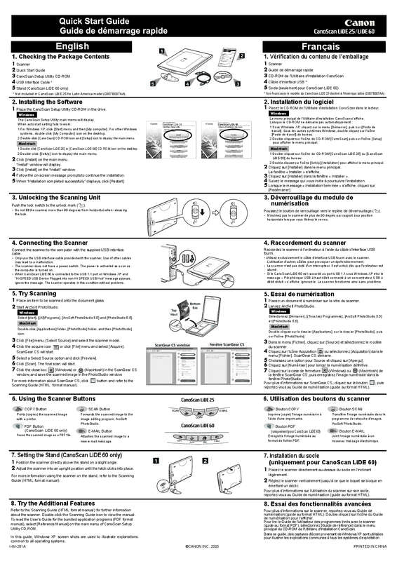 Guide utilisation CANON LIDE 25  de la marque CANON