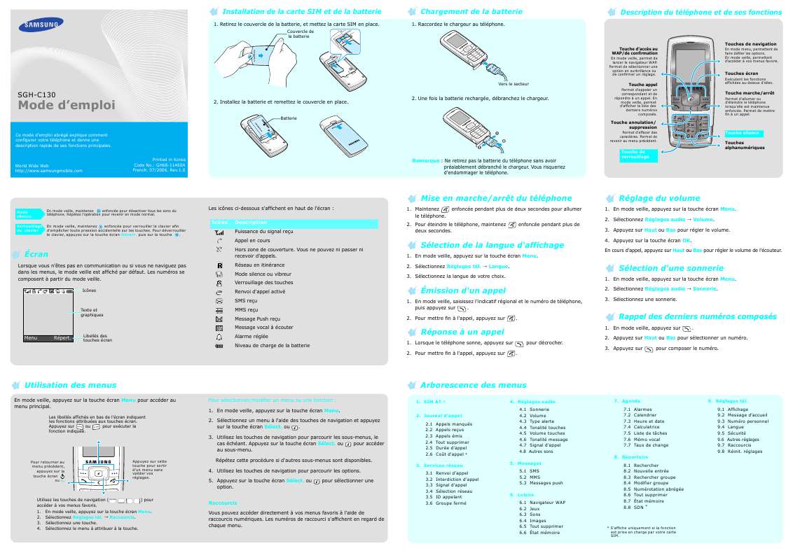 Guide utilisation SAMSUNG SGH-C130  de la marque SAMSUNG