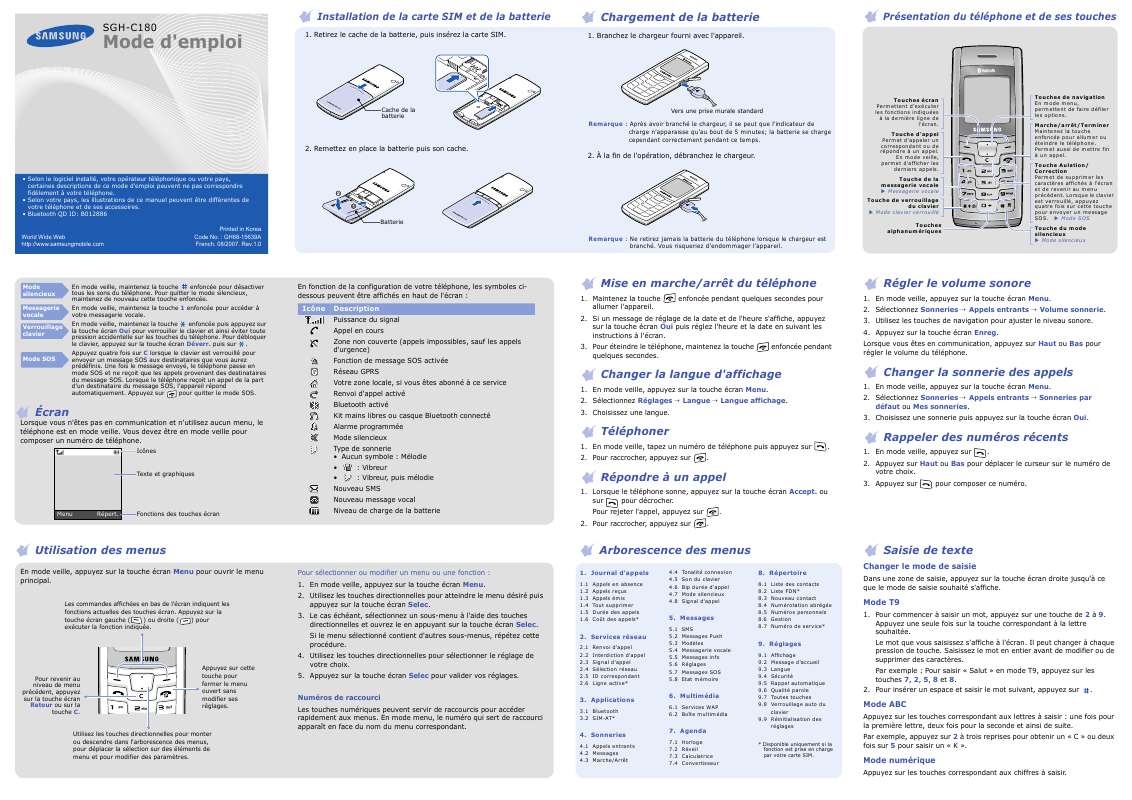 Guide utilisation SAMSUNG SGH-C180  de la marque SAMSUNG