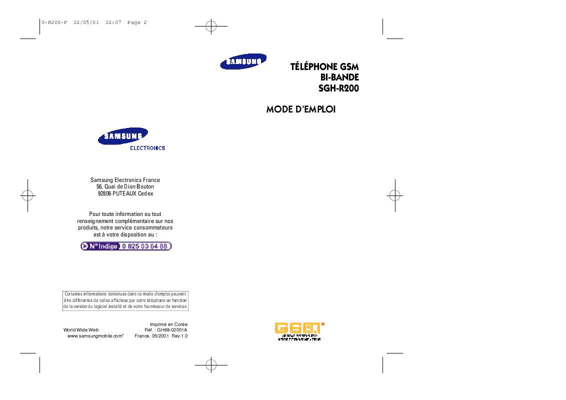 Guide utilisation SAMSUNG SGH-R200EA  de la marque SAMSUNG