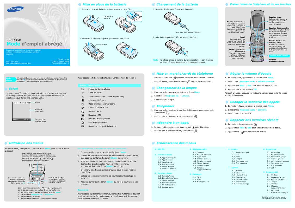 Guide utilisation SAMSUNG SGH-X160  de la marque SAMSUNG