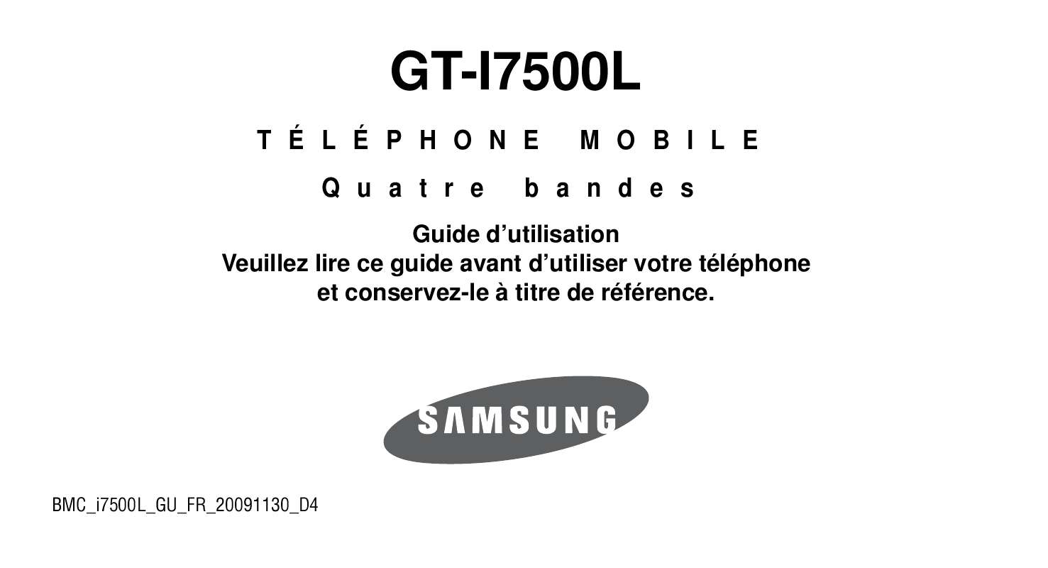Guide utilisation SAMSUNG GALAXY (GT-I7500L)  de la marque SAMSUNG