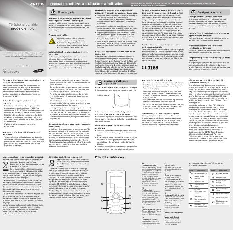 Guide utilisation SAMSUNG GT-E2120  de la marque SAMSUNG