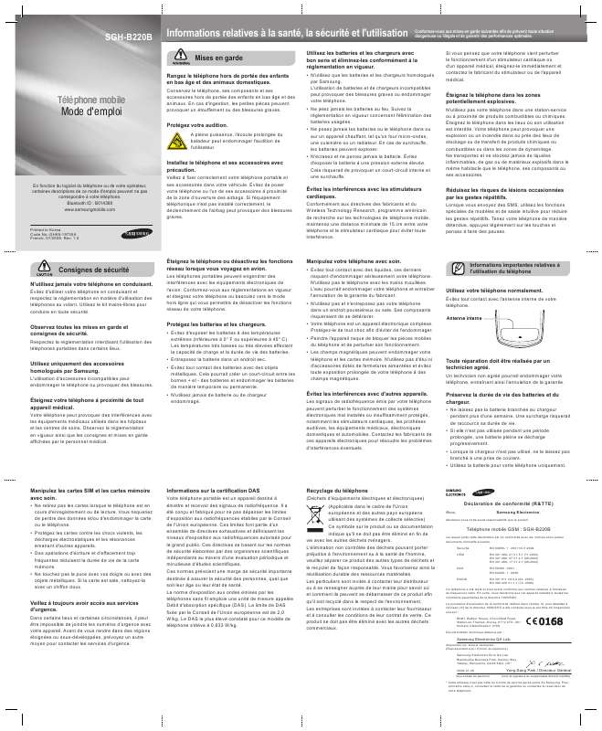 Guide utilisation SAMSUNG SGH-B220  de la marque SAMSUNG