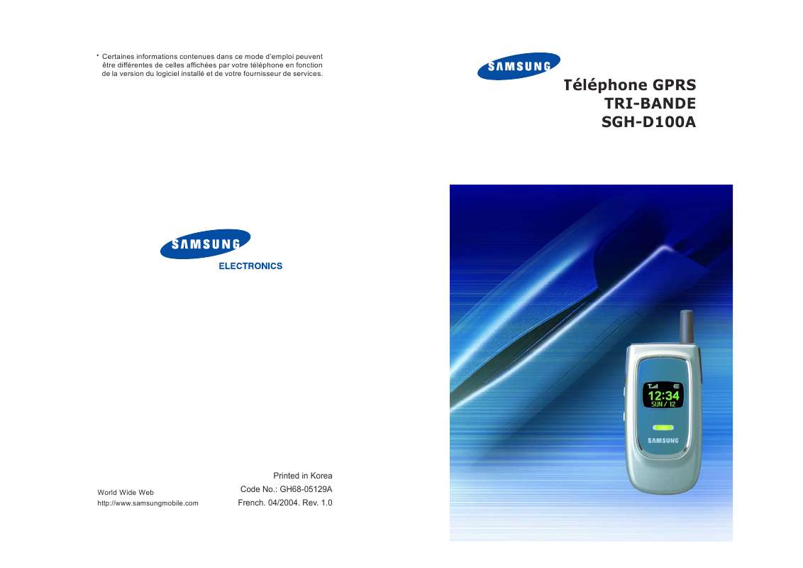 Guide utilisation SAMSUNG SGH-D100  de la marque SAMSUNG