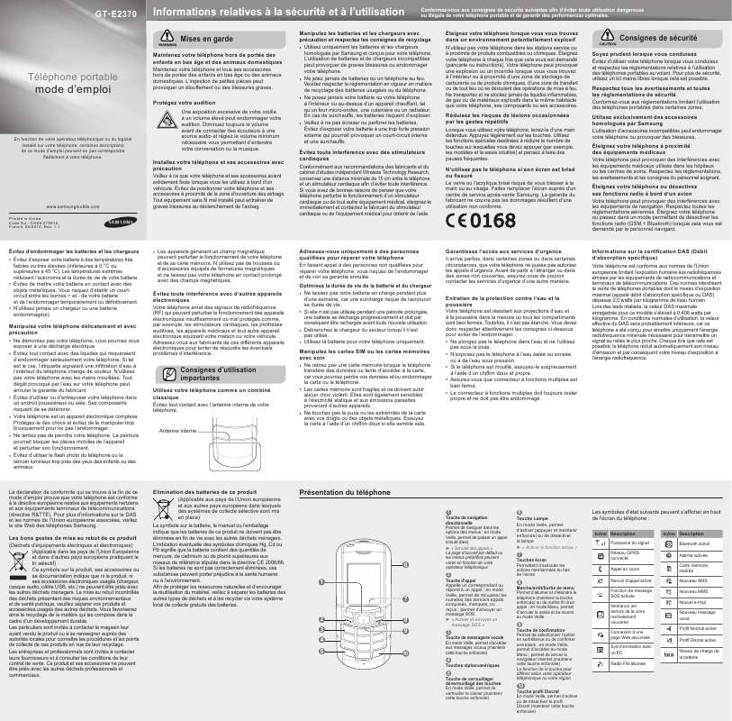 Guide utilisation SAMSUNG GT-E2370  de la marque SAMSUNG