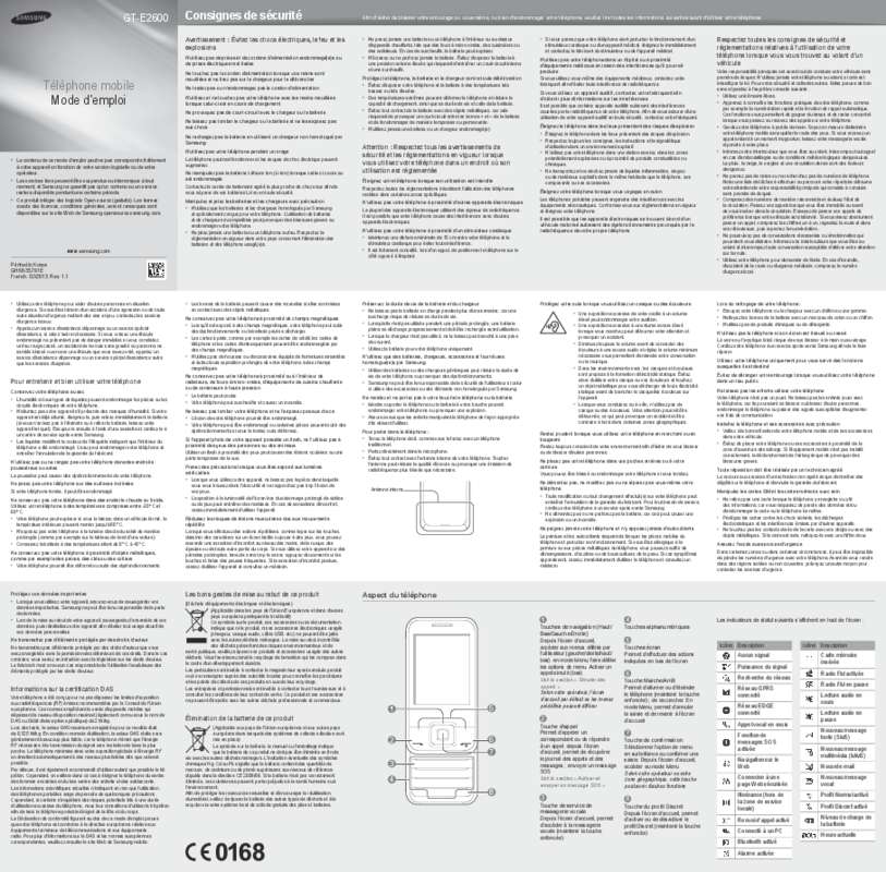 Guide utilisation SAMSUNG E2600  de la marque SAMSUNG