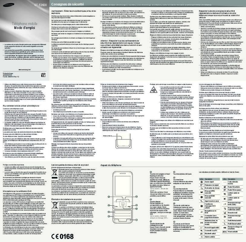 Guide utilisation SAMSUNG E2600 NOIR LS  de la marque SAMSUNG