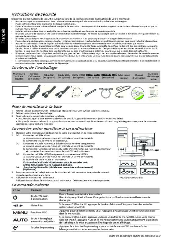 Guide utilisation ACER H236HLBMJD  de la marque ACER