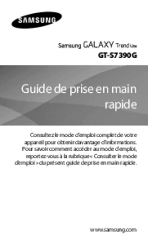 Guide utilisation SAMSUNG GALAXY TREND LITE 4 POUCES, 4 GO - GT-S7390G  de la marque SAMSUNG