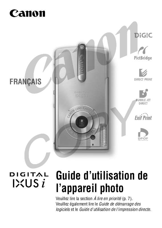 Guide utilisation CANON DIGITAL IXUS I  de la marque CANON