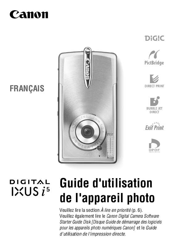 Guide utilisation CANON DIGITAL IXUS I5  de la marque CANON