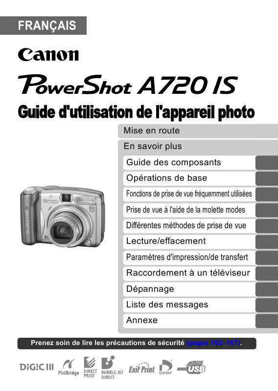 Guide utilisation CANON POWERSHOT A720 IS  de la marque CANON