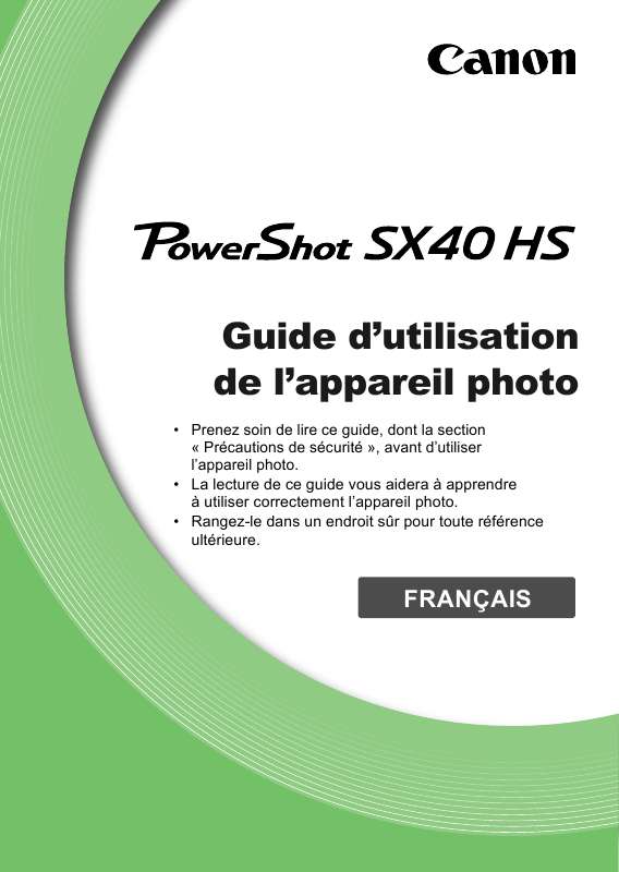 Guide utilisation CANON POWERSHOT SX40 HS  de la marque CANON