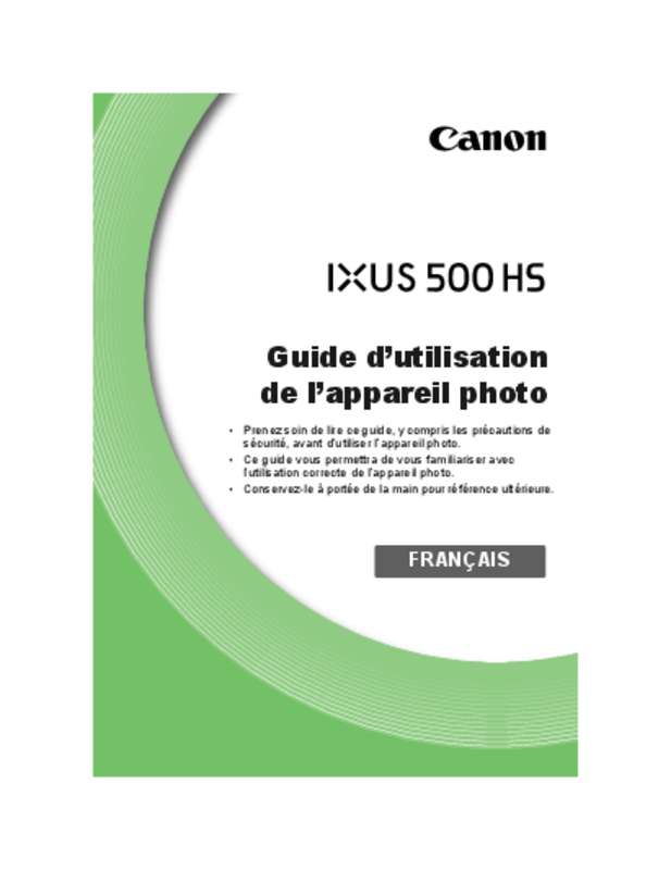 Guide utilisation CANON IXUS 500 HS  de la marque CANON