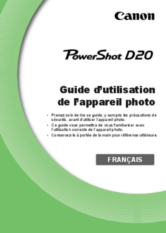 Guide utilisation CANON POWERSHOT D20  de la marque CANON