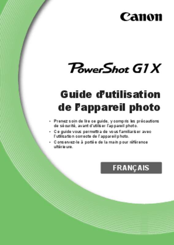 Guide utilisation CANON POWERSHOT G1X  de la marque CANON