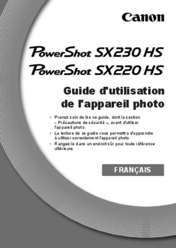 Guide utilisation CANON POWERSHOT SX220 HS  de la marque CANON