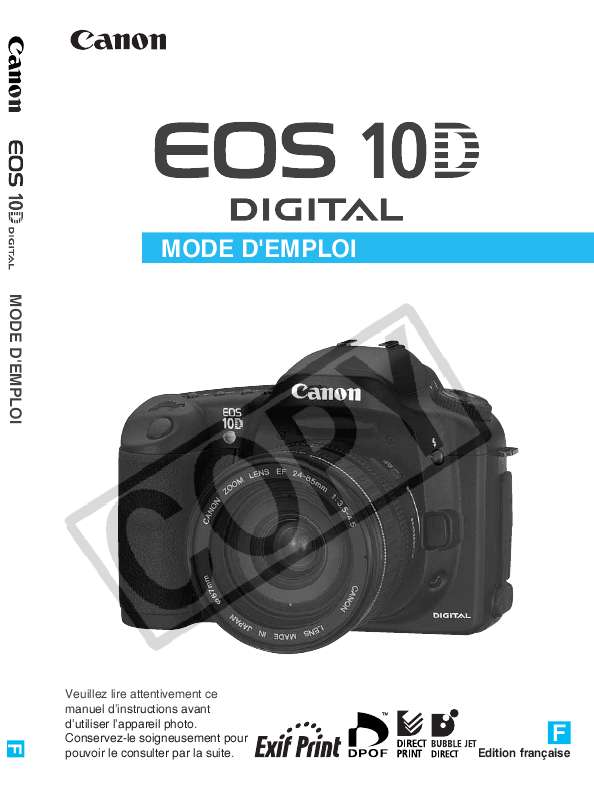 Guide utilisation CANON EOS-10D DIGITAL  de la marque CANON