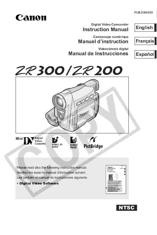 Guide utilisation CANON ZR300  de la marque CANON