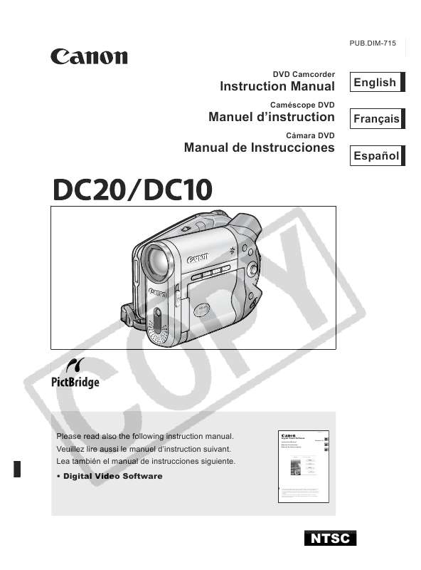 Guide utilisation CANON DC10  de la marque CANON