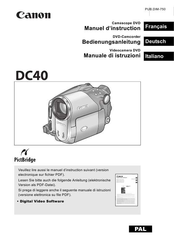 Guide utilisation CANON DC40  de la marque CANON