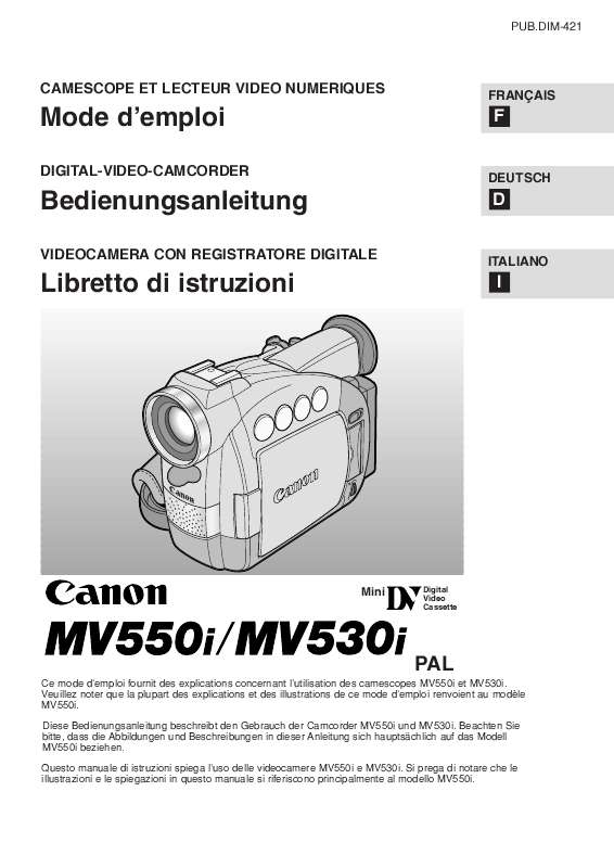 Guide utilisation CANON MV550I  de la marque CANON