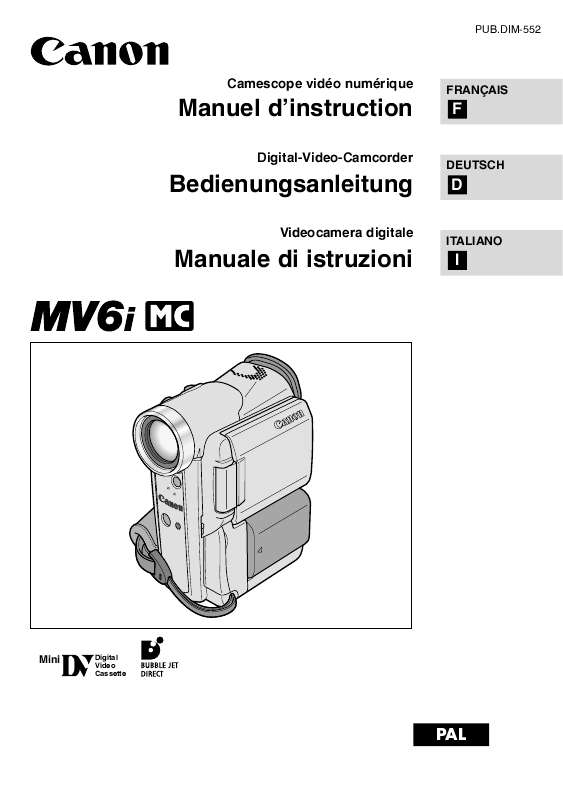 Guide utilisation CANON MV6I MC  de la marque CANON