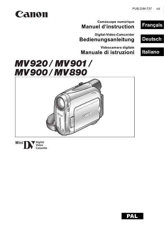 Guide utilisation CANON MV890  de la marque CANON