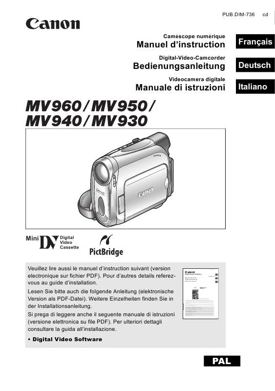 Guide utilisation CANON MV930  de la marque CANON