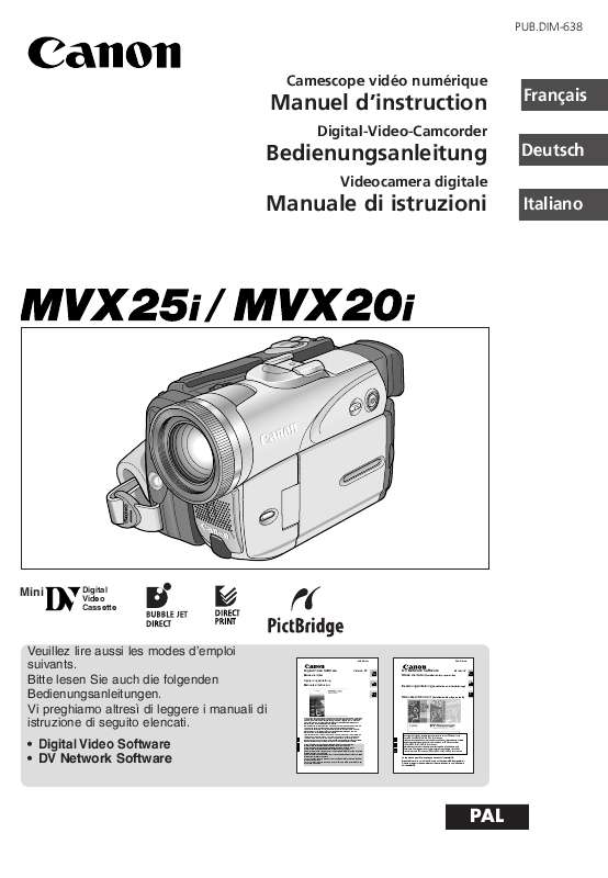Guide utilisation CANON MVX20I  de la marque CANON