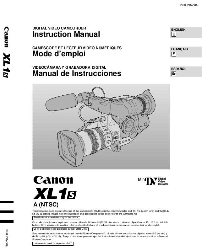 Guide utilisation CANON XL1S  de la marque CANON