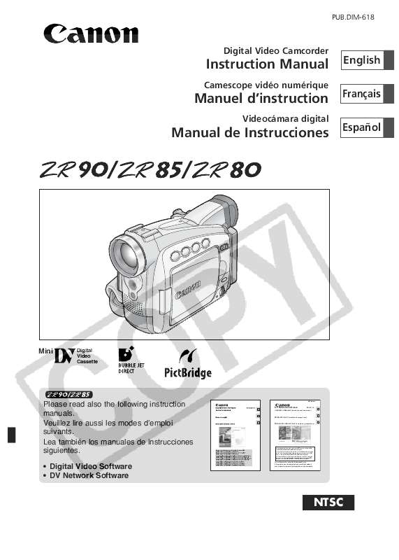 Guide utilisation CANON ZR80  de la marque CANON