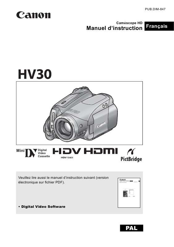 Guide utilisation CANON HV30  de la marque CANON