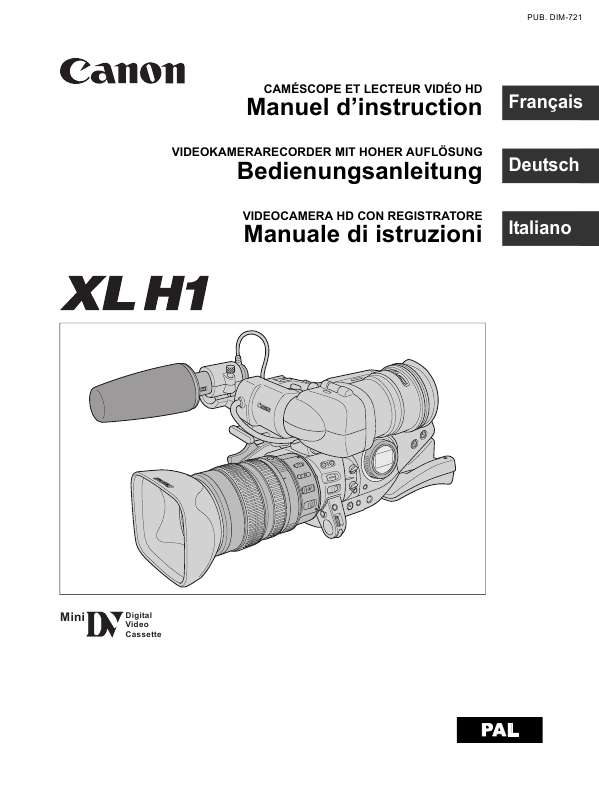 Guide utilisation CANON XL H1  de la marque CANON