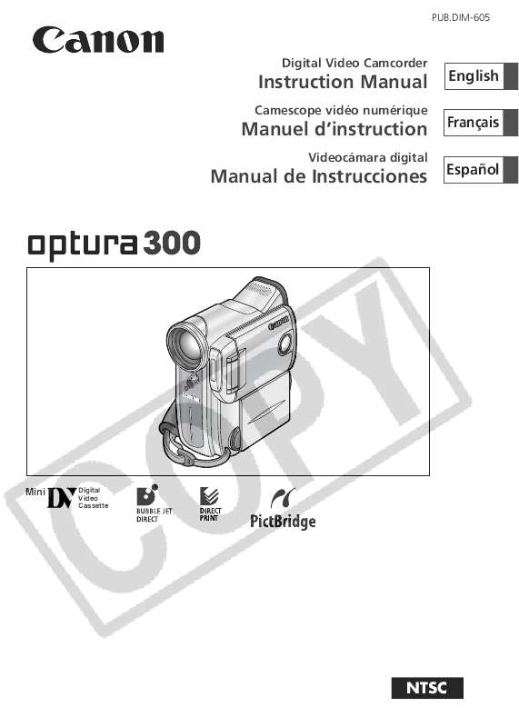 Guide utilisation CANON OPTURA 300  de la marque CANON