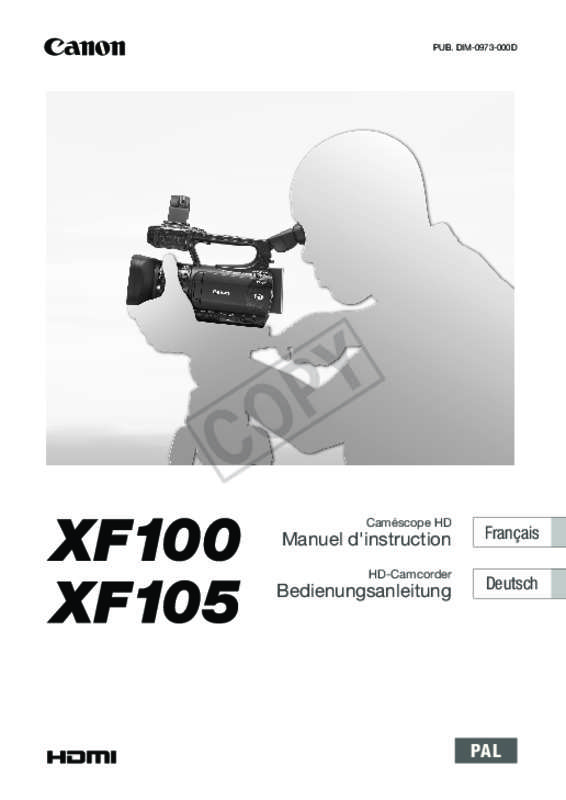 Guide utilisation CANON XF-100  de la marque CANON