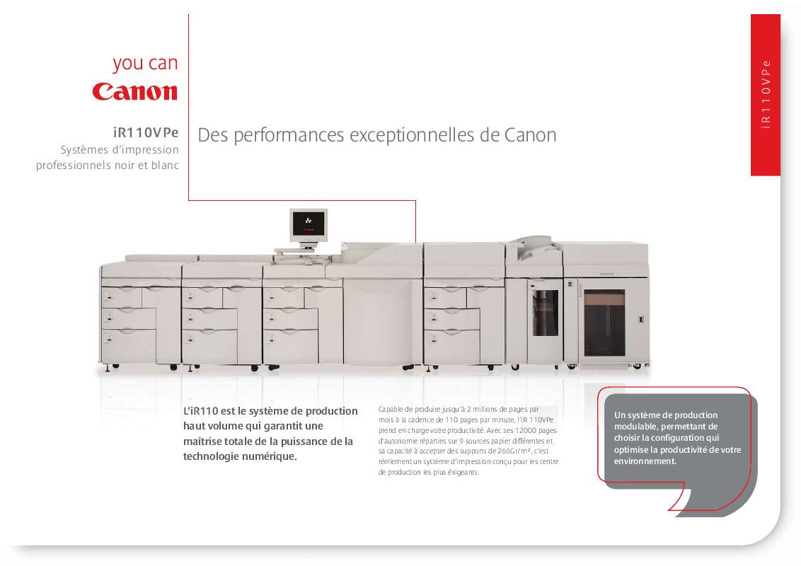 Guide utilisation CANON IR 110 VPE  de la marque CANON